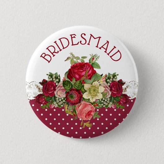 Bridesmaid Rose Bouquet Wedding Button (Vorderseite)