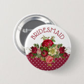 Bridesmaid Rose Bouquet Wedding Button (Vorne & Hinten)