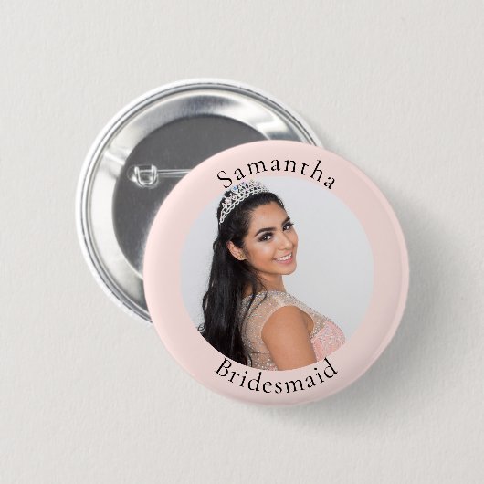 Bridesmaid-Rose Goldrot-Foto Button (Vorne & Hinten)