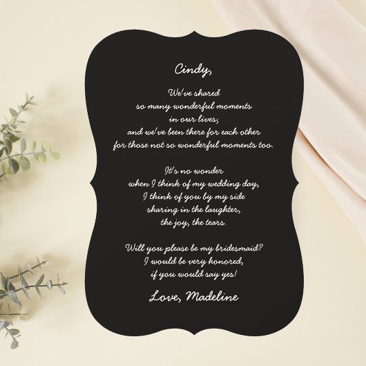 Bridesmaid-Rote Rosen auf schwarz Einladung