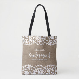 Bridesmaid Rustic Lace Burlap Personalisierte Hoch Tasche