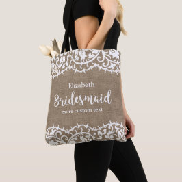 Bridesmaid Rustic Lace Burlap Personalisierte Hoch Tasche