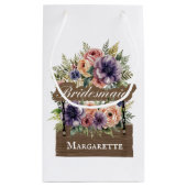 Bridesmaid Rustikal farbenfroh florales Wasserfarb Kleine Geschenktüte (Rückseite)