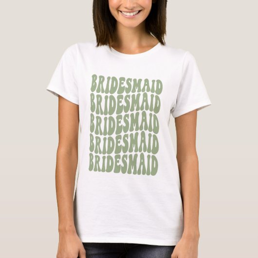 Bridesmaid Sage Green Custom Matching Brautparty T-Shirt (Vorderseite)