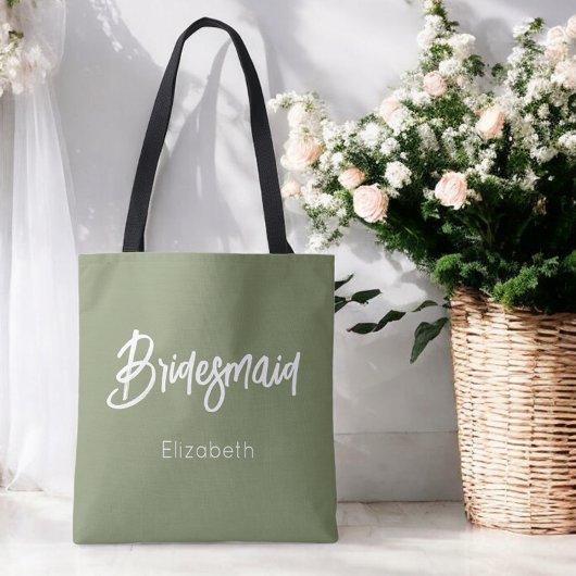 Bridesmaid Sage Green Wedding Tote Bag Tasche