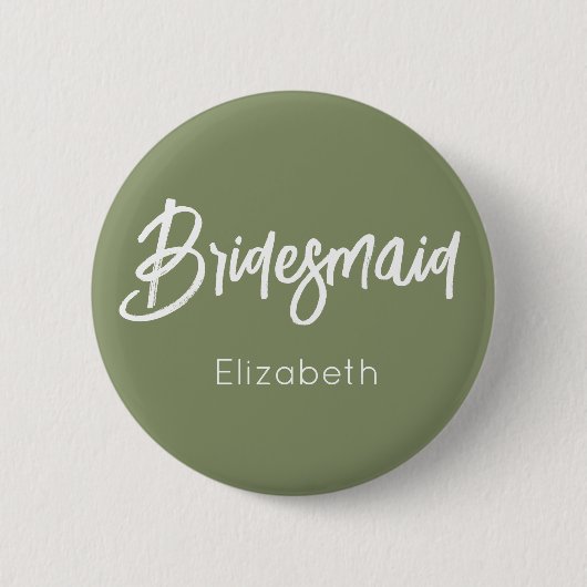 Bridesmaid Sage Green White Wedding Button (Vorderseite)