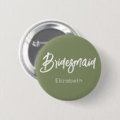 Bridesmaid Sage Green White Wedding Button (Vorne & Hinten)