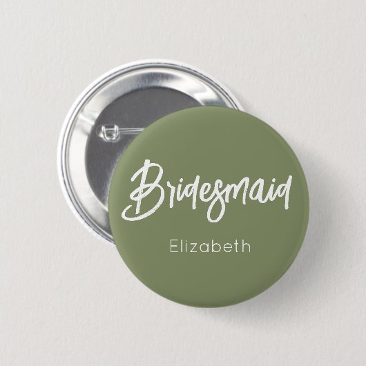Bridesmaid Sage Green White Wedding Button (Vorne & Hinten)