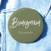 Bridesmaid Sage Green White Wedding Button