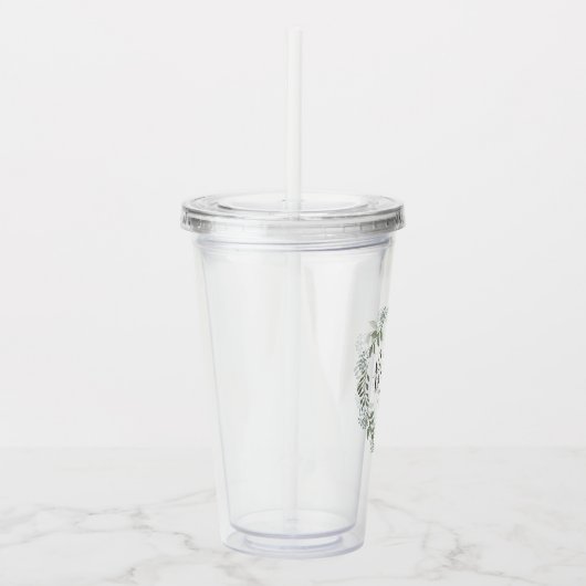 Bridesmaid Sage Greenery Botanischer Kranz Hochzei Acryltrinkbecher (Rechts)