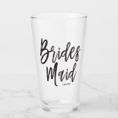 Bridesmaid | Schwarz-Script-Stil Glas (Vorderseite)