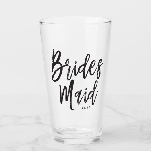 Bridesmaid | Schwarz-Script-Stil Glas (Vorderseite)