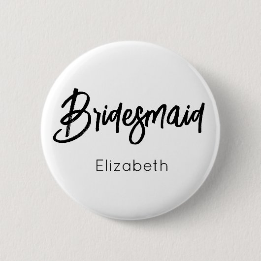 Bridesmaid Schwarz-weiß Wedding Button (Vorderseite)
