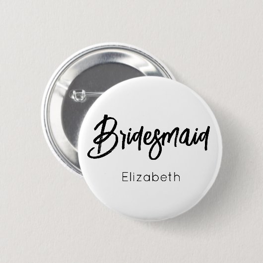Bridesmaid Schwarz-weiß Wedding Button (Vorne & Hinten)