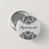 BridesMaid Schwarzes Spitzen Weißer Hintergrund Button (Vorne & Hinten)