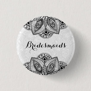 BridesMaid Schwarzes Spitzen Weißer Hintergrund Button