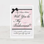 Bridesmaid Schwester Schöne rosa Rosen und Herzen Karte (Vorderseite)