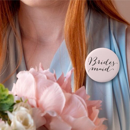 Bridesmaid Script Calligraphy Wedding Brautparty Button
