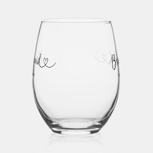 Bridesmaid Script Heart Weinglas Ohne Stiel (Rechts)
