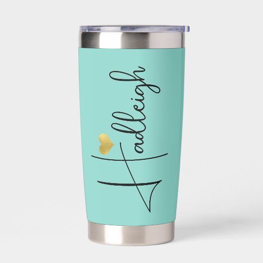 Bridesmaid | Script Name Gold Heart Aqua Thermobecher (Links)