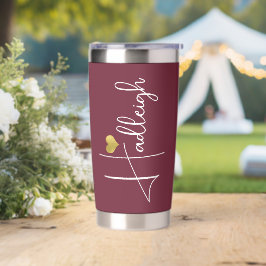 Bridesmaid | Script Name Gold Heart Burgundy Thermobecher