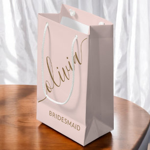 Bridesmaid Script Pink Gold Minimalistisches Elega Kleine Geschenktüte