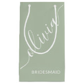Bridesmaid Script Sage Green Minimalistisch Elegan Kleine Geschenktüte (Vorderseite)