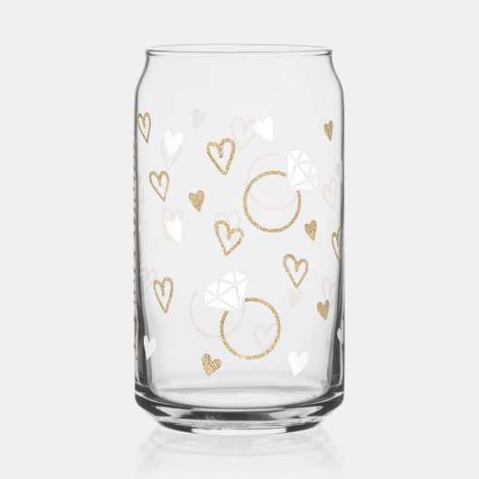 Bridesmaid-Script-Schriftart in Gold-Glitzer mit W Dosenglas (Rückseite)