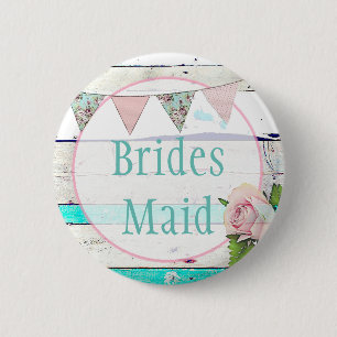 Bridesmaid Shabby Vintag Rustic Wedding Party Butt Button
