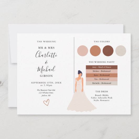 Bridesmaid Signature Script Wedding Info Card Einladung (Rückseite)