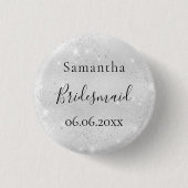 Bridesmaid silber funkeln eleganter Name Button (Vorderseite)