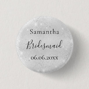 Bridesmaid silber funkeln eleganter Name Button