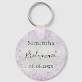 Bridesmaid silber violett funkeln eleganten Namen Schlüsselanhänger (Rückseite)