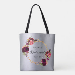 Bridesmaid Silberfloralen bordeauxrot Tasche