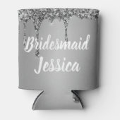 Bridesmaid Silver Tropfen Glitzer Elegante Hochzei Dosenkühler (Vorderseite)
