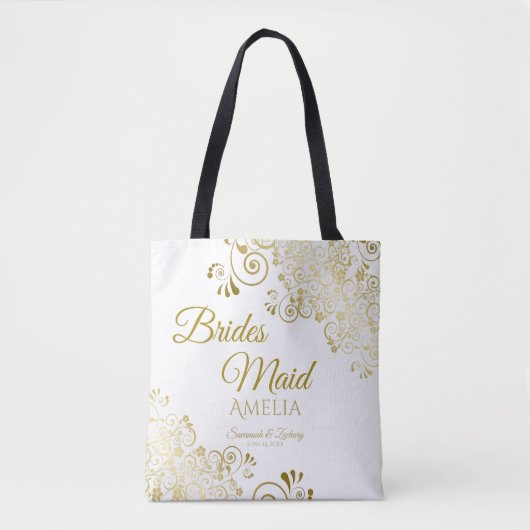 Bridesmaid Simple Elegante Wedding Tote Bag White Tasche (Vorderseite)