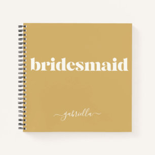 Bridesmaid Simple Minimalistisch Modern Name Musta Notizblock