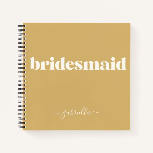 Bridesmaid Simple Minimalistisch Modern Name Musta Notizblock (Vorderseite)