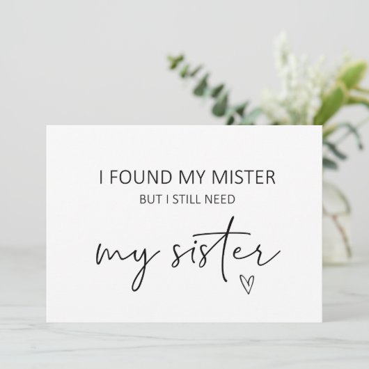 Bridesmaid Sister Vorschlag Flat Card Karte (Stehend Vorderseite)