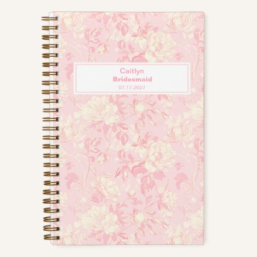 Bridesmaid Soft Peach Floral Pattern Notizblock (Vorderseite)