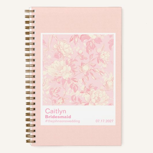 Bridesmaid Soft Peach Floral Pattern Swatch Notizblock (Vorderseite)