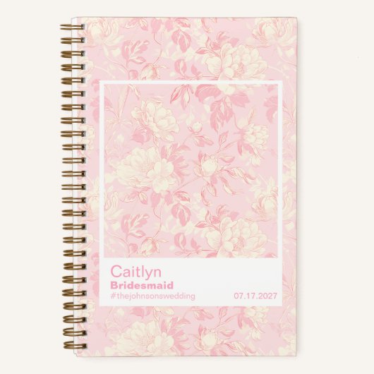 Bridesmaid Soft Peach Floral Pattern Swatch Notizblock (Vorderseite)