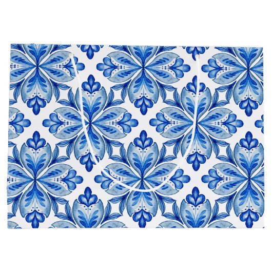 Bridesmaid spendet italienische blaue Fliesen pers Große Geschenktüte (Rückseite)