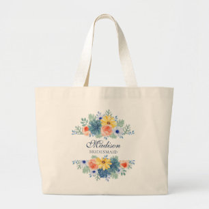 Bridesmaid Spring Floral Personalisiert Wedding Jumbo Stoffbeutel
