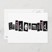 Bridesmaid (Sq Blk) Postkarte (Vorne/Hinten)