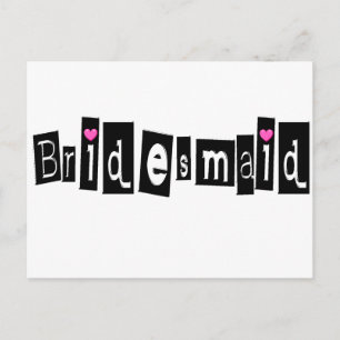 Bridesmaid (Sq Blk) Postkarte