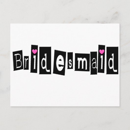 Bridesmaid (Sq Blk) Postkarte (Vorderseite)