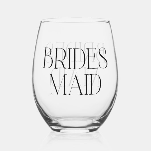 Bridesmaid Stemless Weinglas Ohne Stiel (Vorderseite)