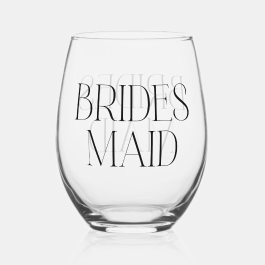 Bridesmaid Stemless Weinglas Ohne Stiel (Rückseite)