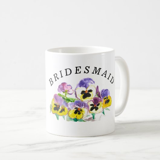 Bridesmaid Stiefmütterchen Floral Vintag Boho Wedd Kaffeetasse (VorderseiteRechts)